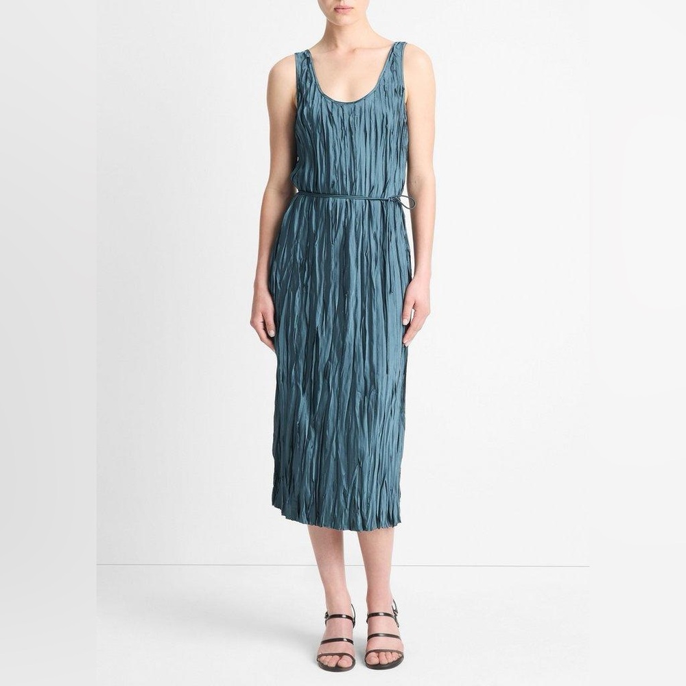 NWT $495 Vince Crushed Satin Bias Tank Dress